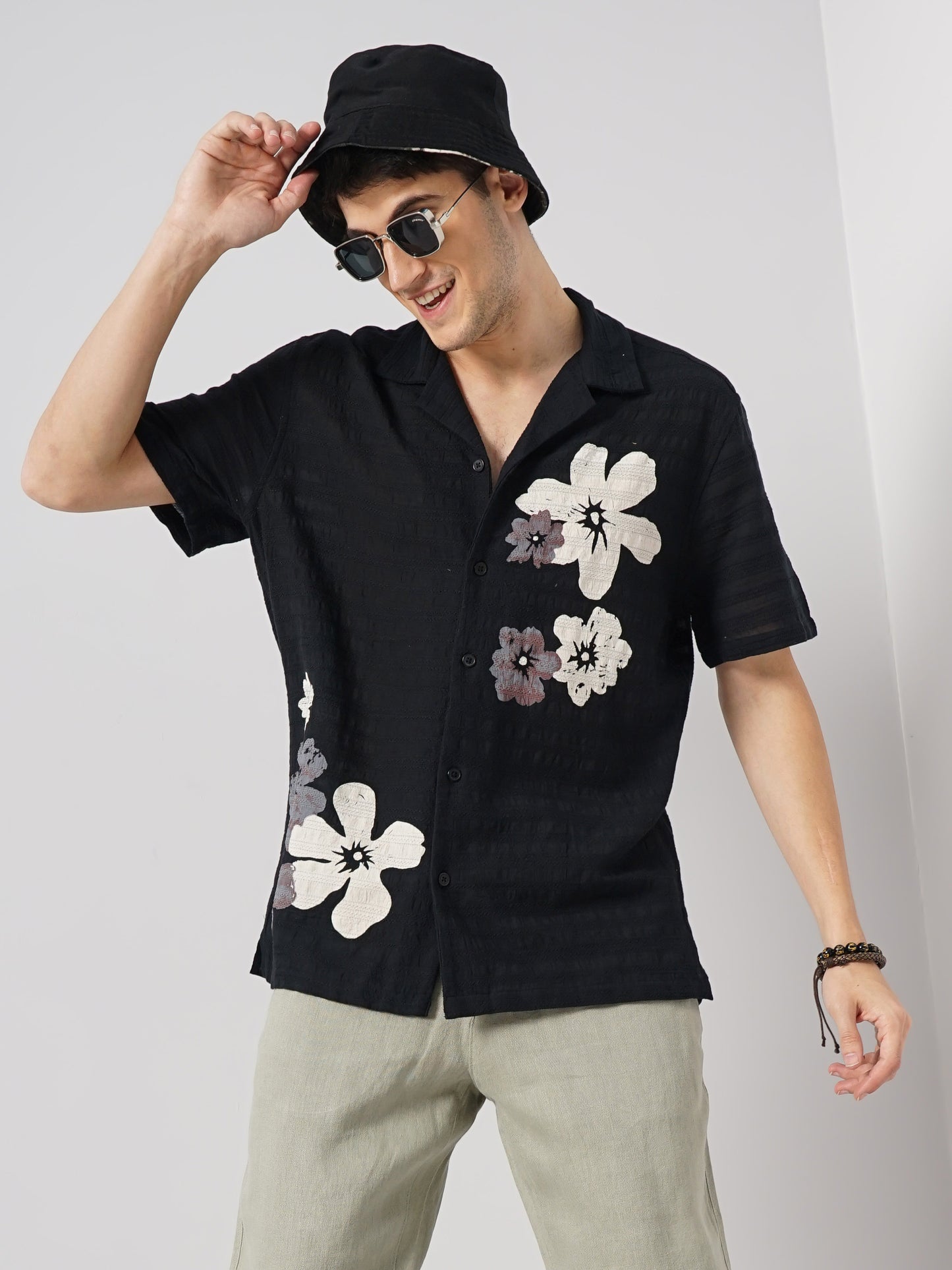 Black Printed Cotton Shirt