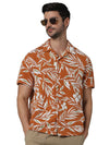 Celio* Printed Regular Fit Viscose Orange Shirt