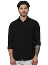 Celio* Solid Regular Fit Cotton Black Shirt