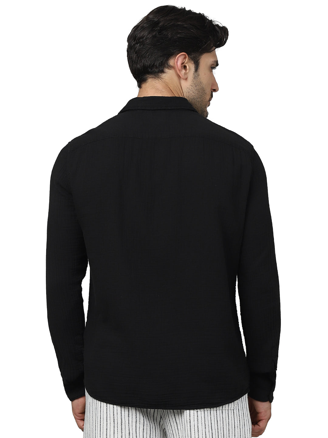 Black Solid Cotton Shirt