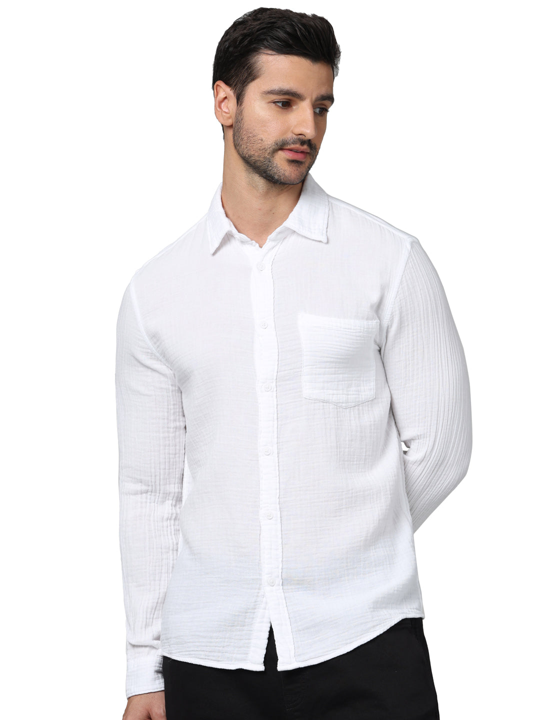 White Solid Cotton Shirt