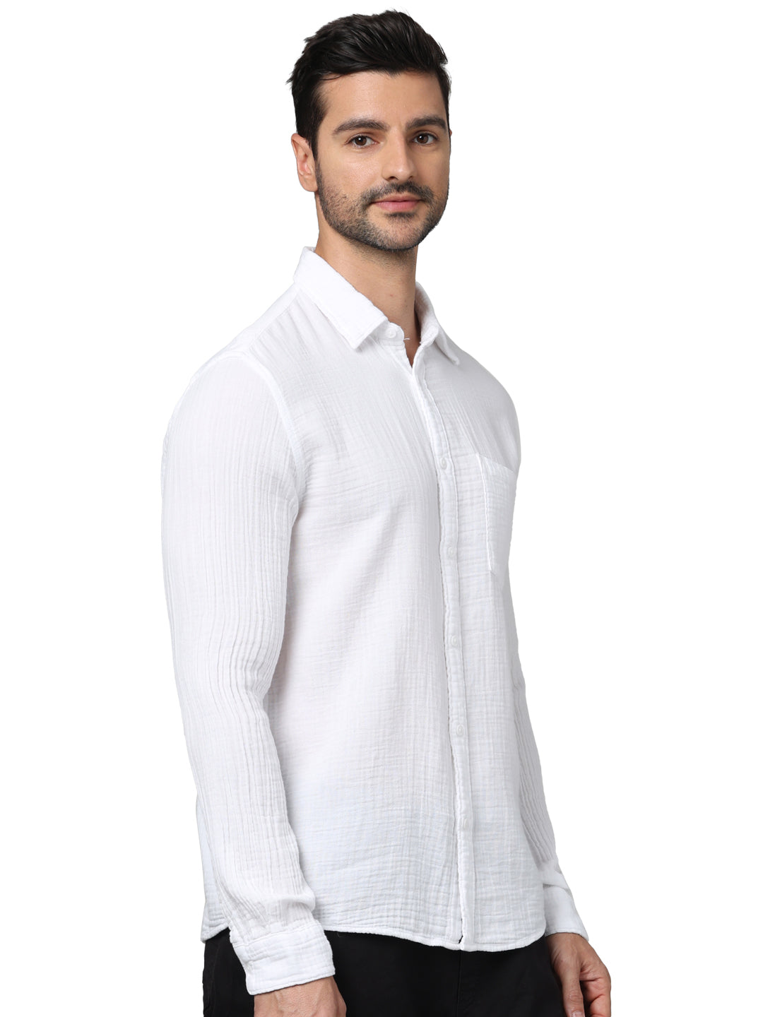 White Solid Cotton Shirt