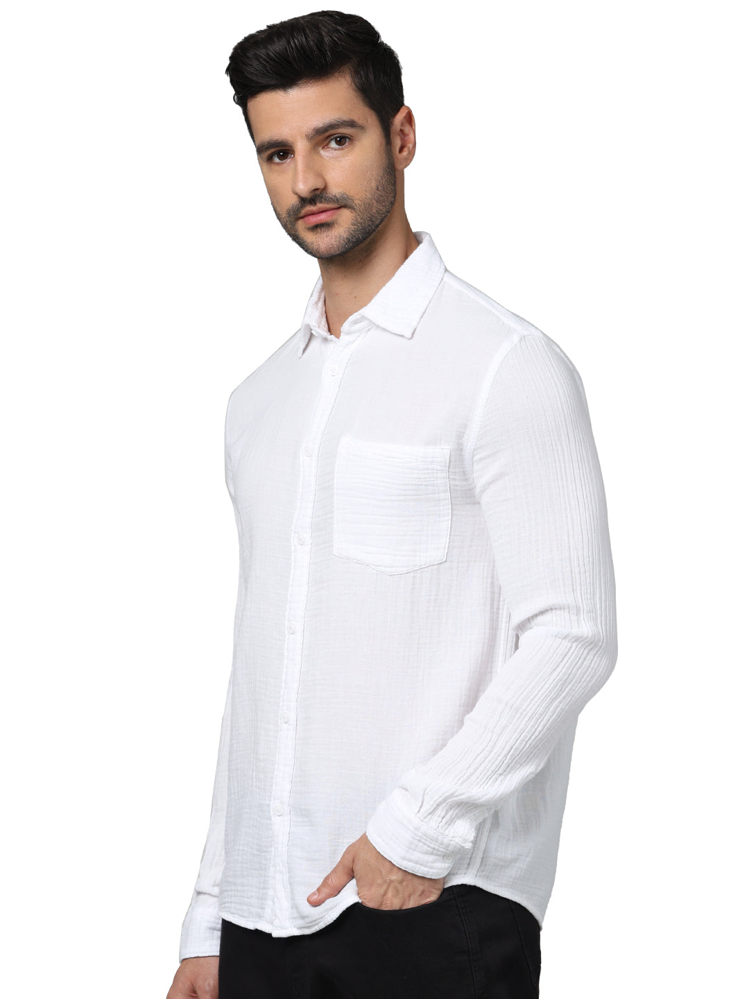 White Solid Cotton Shirt