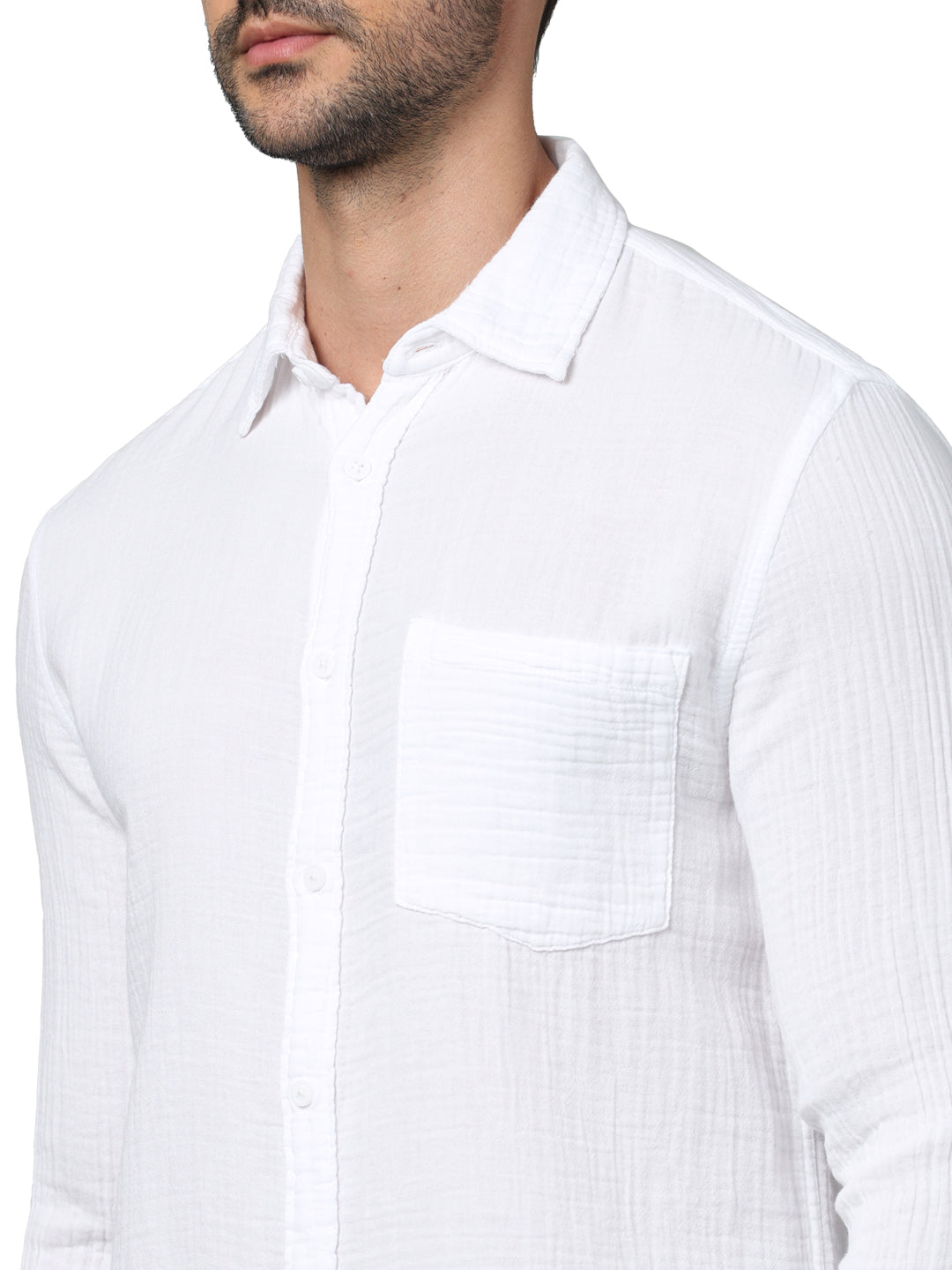 White Solid Cotton Shirt