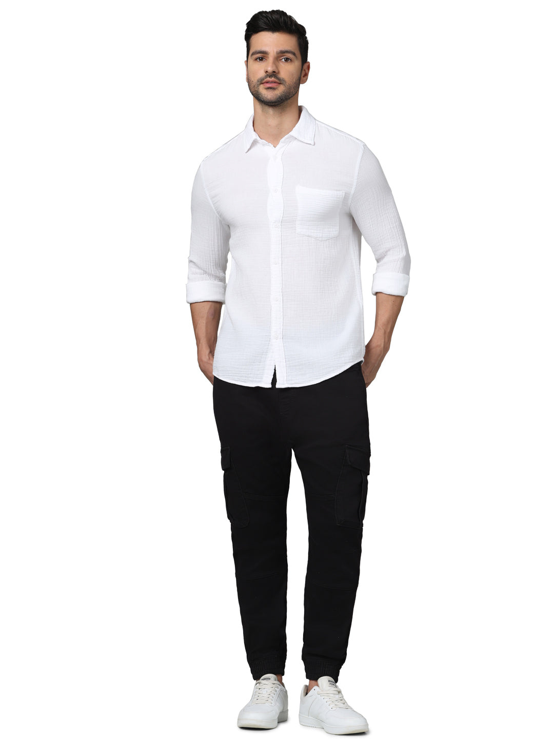 White Solid Cotton Shirt