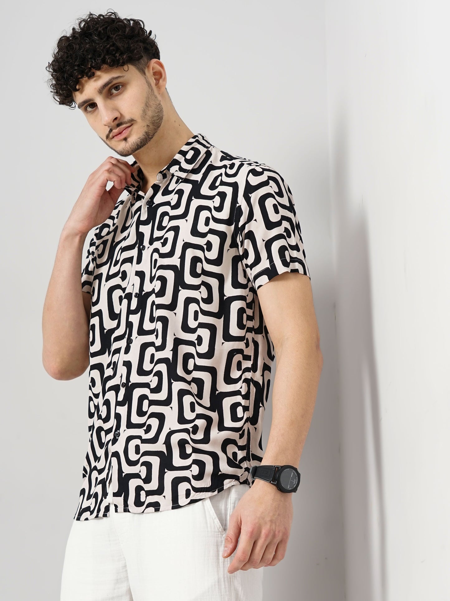 Off White Printed Viscose Shirt