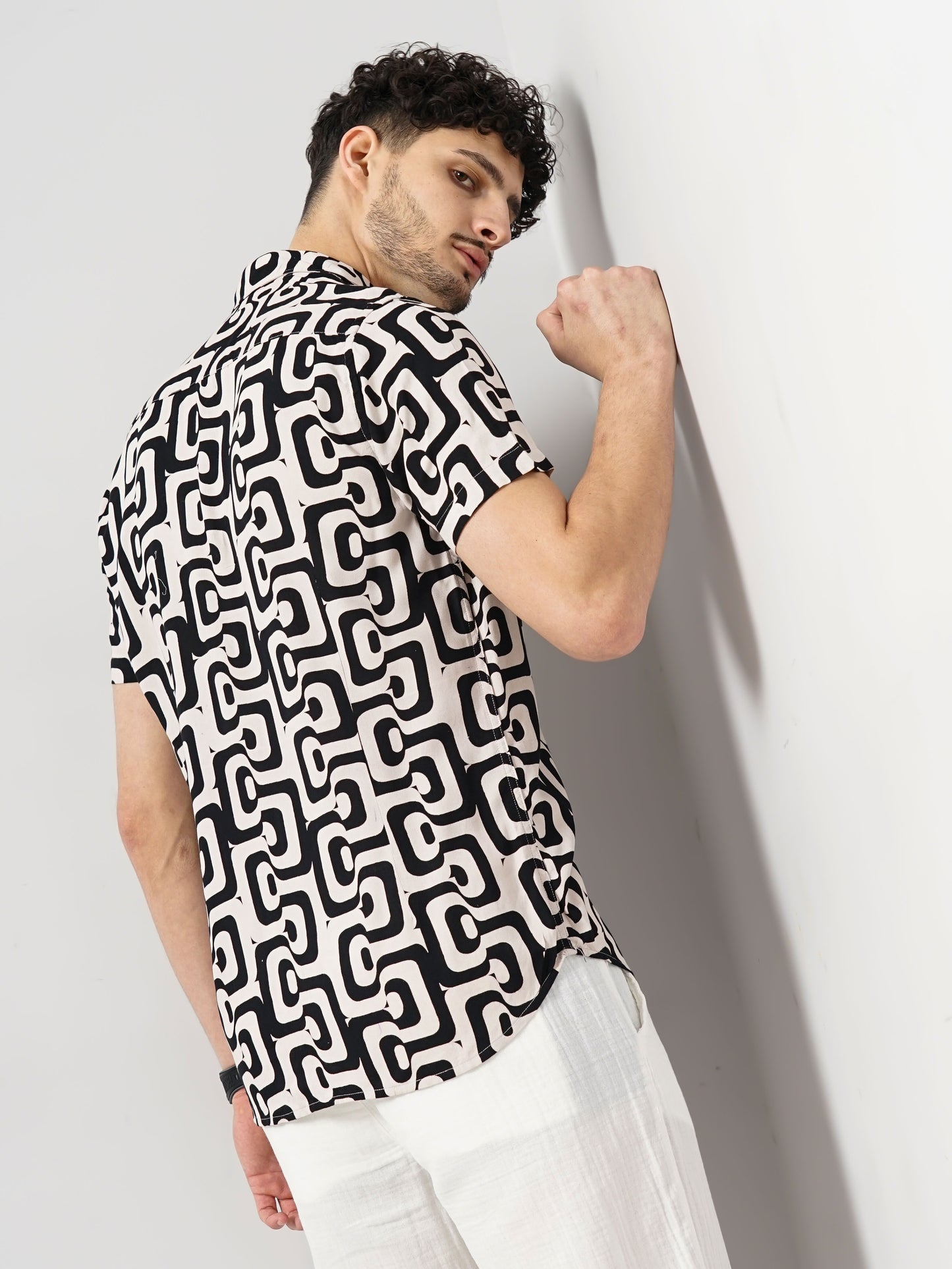 Off White Printed Viscose Shirt