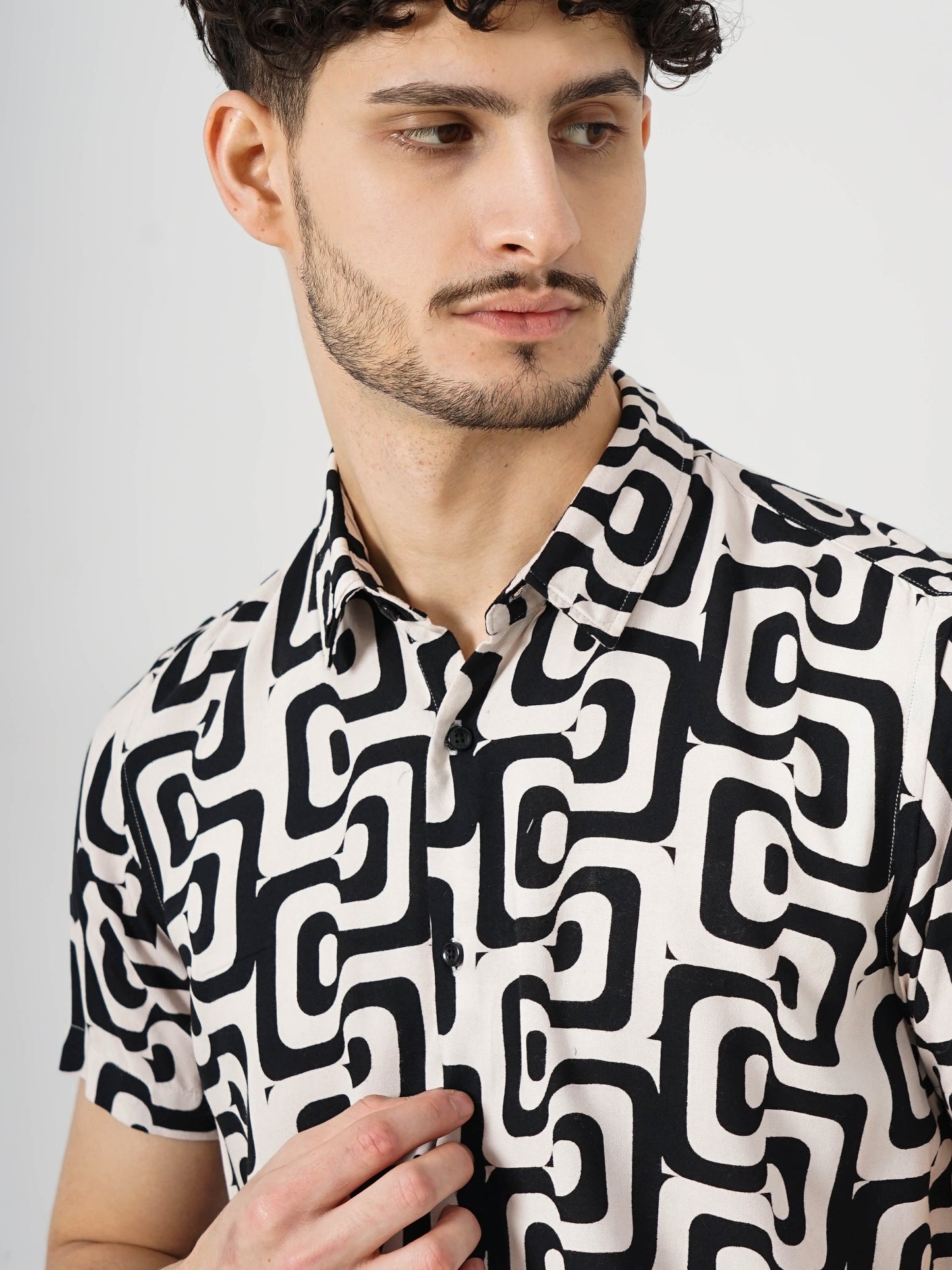 Off White Printed Viscose Shirt