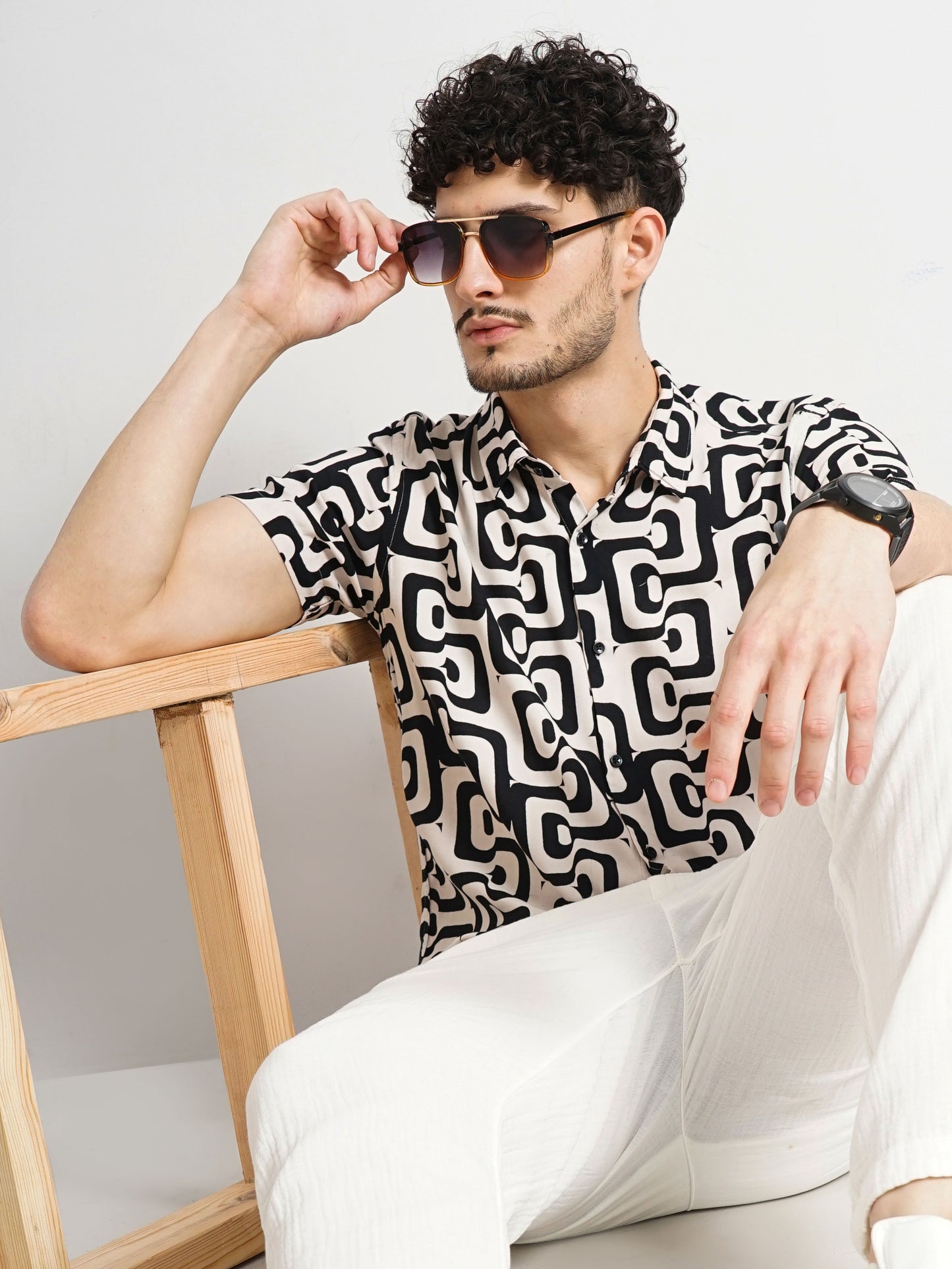 Off White Printed Viscose Shirt