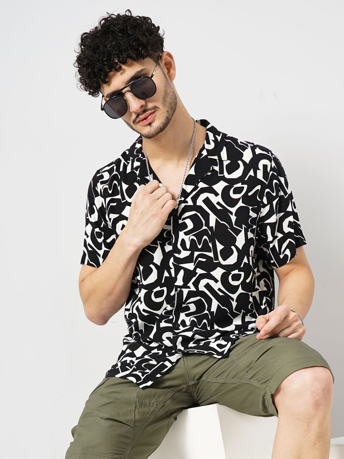 Black Printed Viscose Shirt