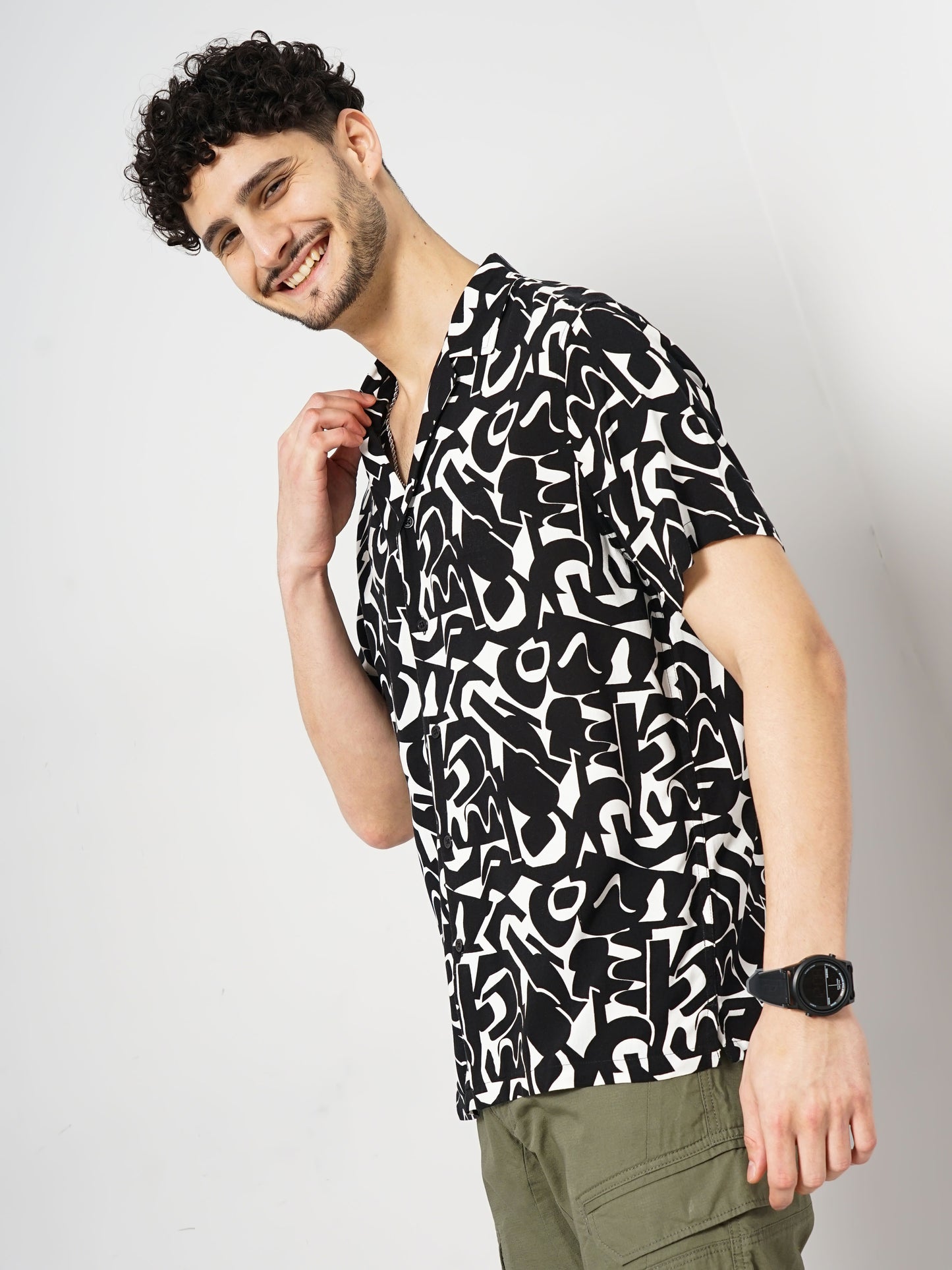 Black Printed Viscose Shirt