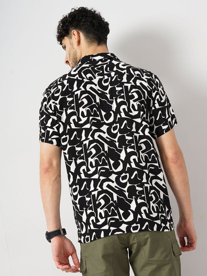 Black Printed Viscose Shirt