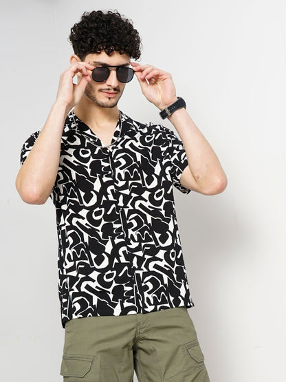 Black Printed Viscose Shirt