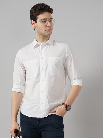 Celio* Solid Regular Fit Cotton White Shirt