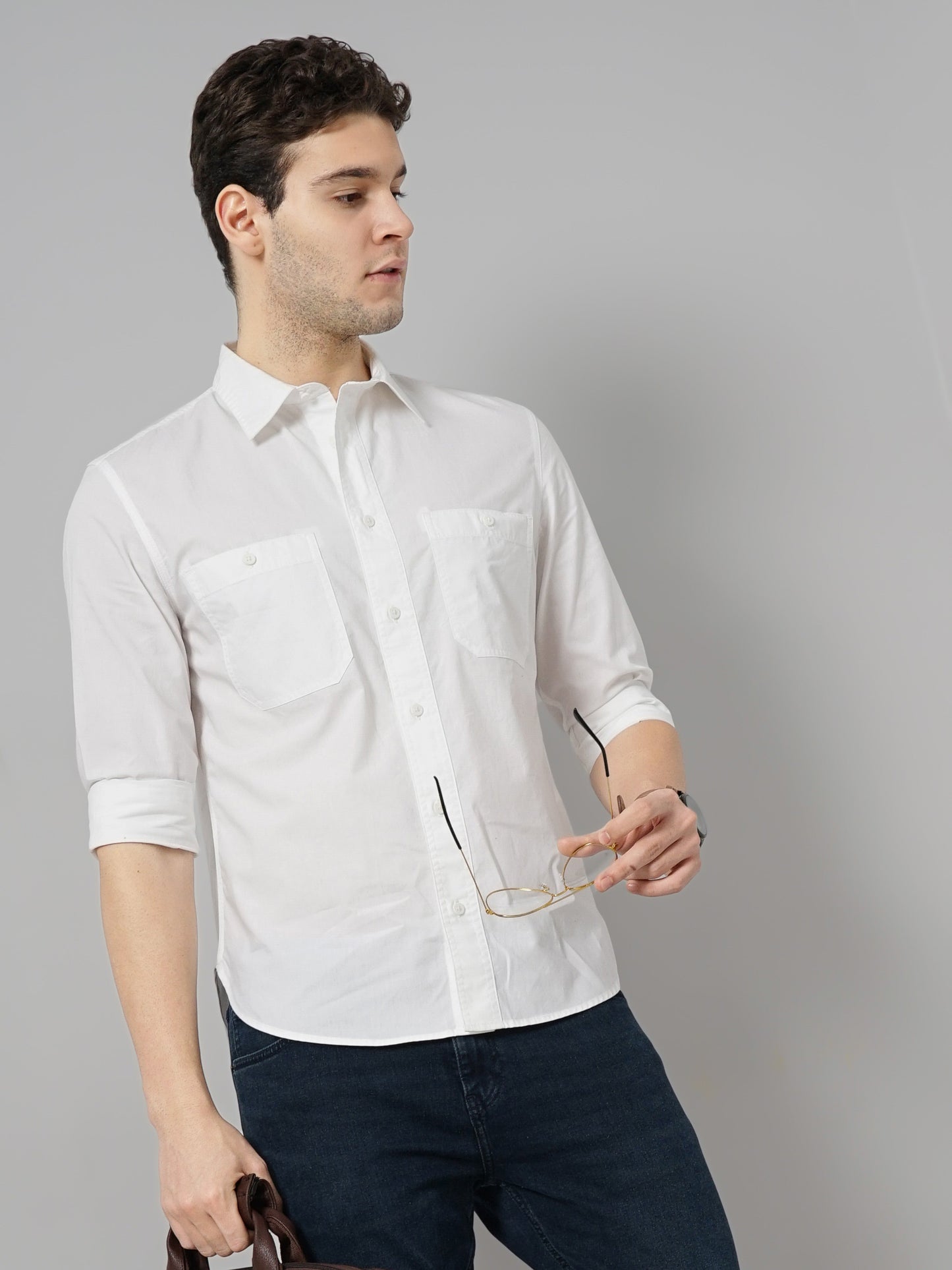 White Solid Cotton Shirt