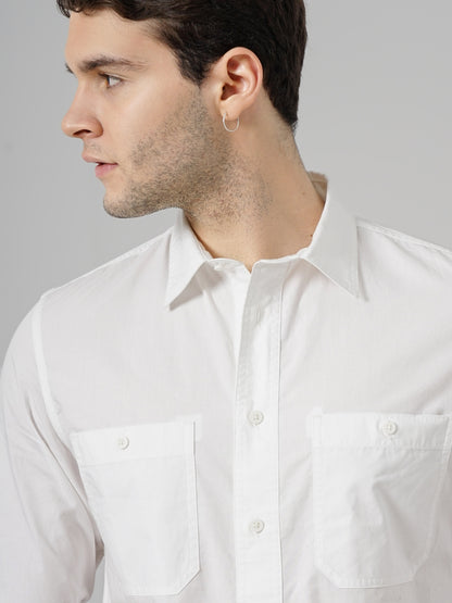 White Solid Cotton Shirt