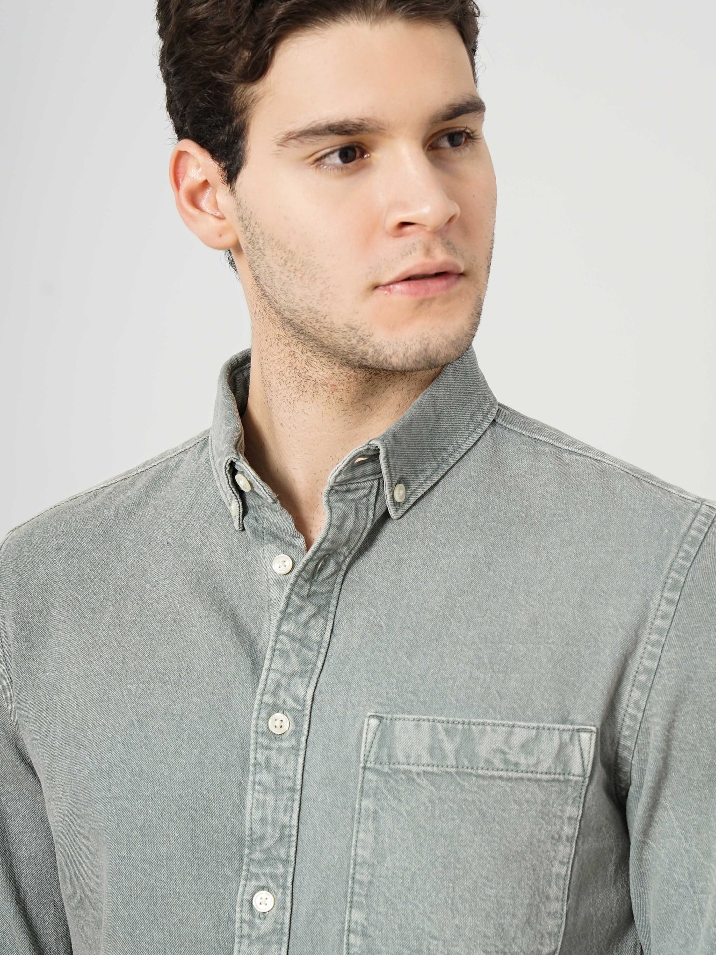 Green Faded Cotton Shirt