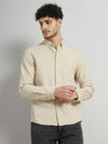 Celio* Solid Oversized Cotton Beige Shirt