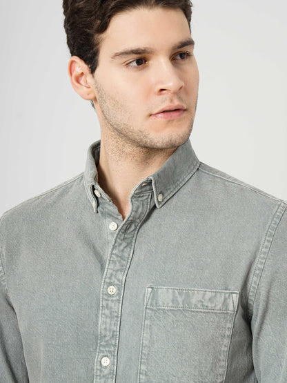 Green Solid Cotton Shirt