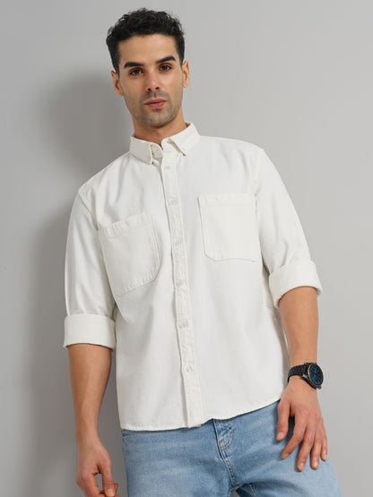 White Solid Cotton Shirt