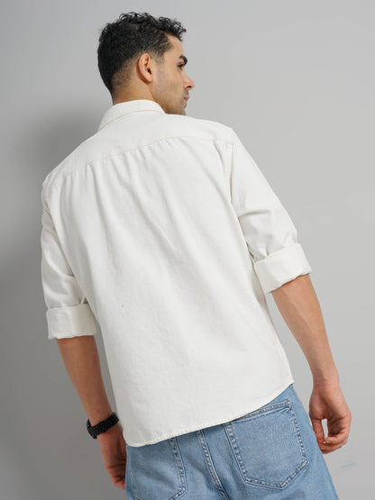 White Solid Cotton Shirt