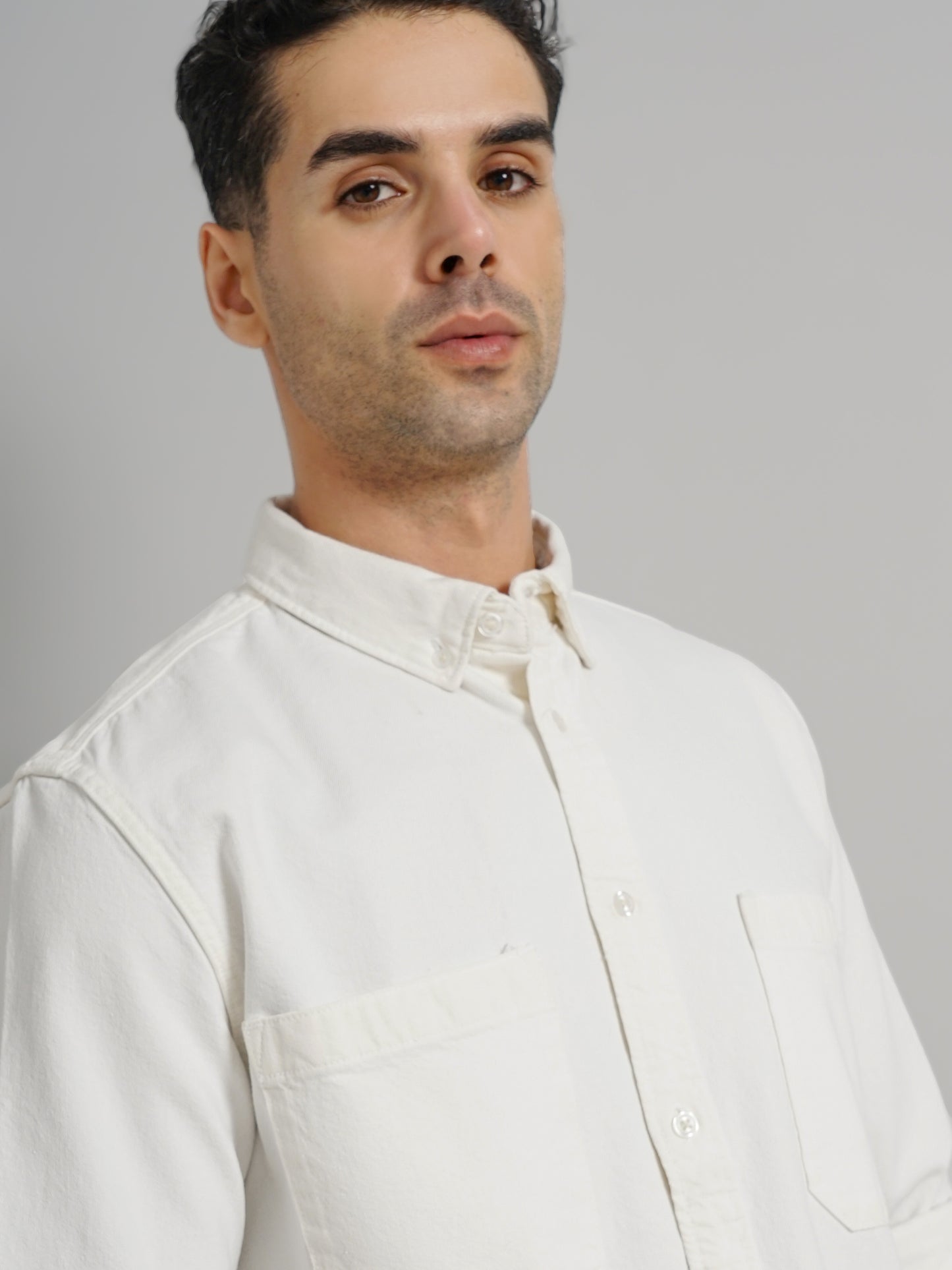 White Solid Cotton Shirt