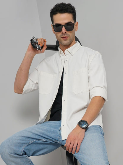 White Solid Cotton Shirt