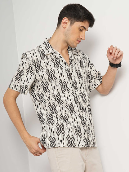 Off White Printed Viscose Shirt