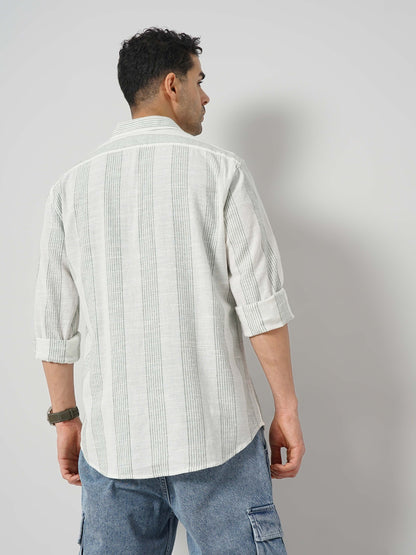 Green Striped Cotton Shirt