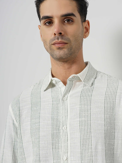 Green Striped Cotton Shirt