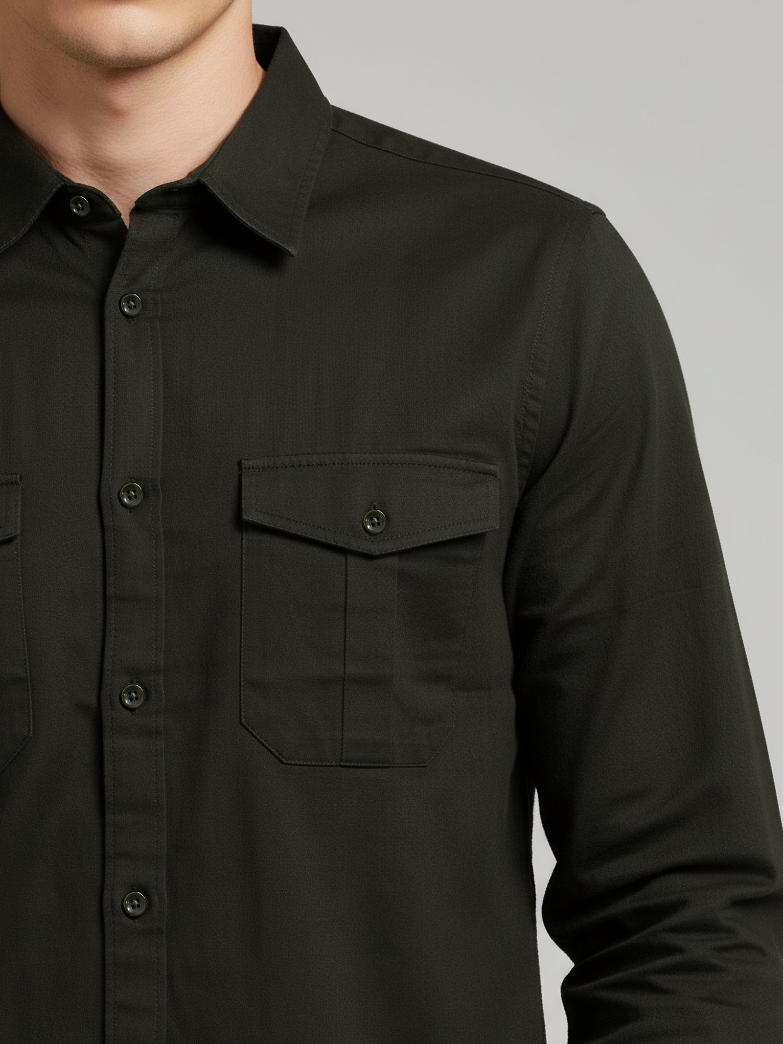 Celio* Regular Fit Cotton Olive Solid Men Shirts