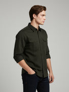 Celio* Regular Fit Cotton Olive Solid Men Shirts