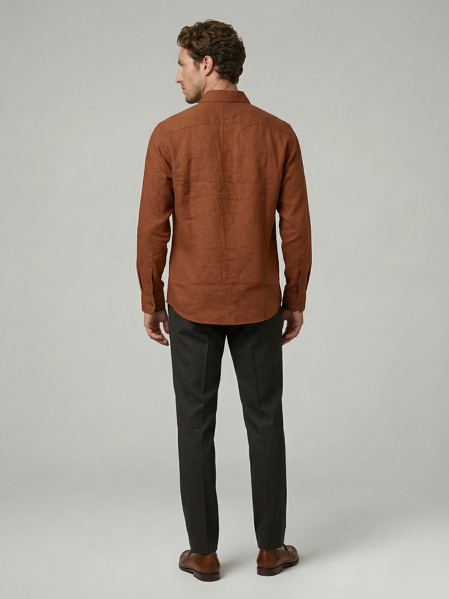 Celio Men Brown Solid Regular Fit Cotton Shirts