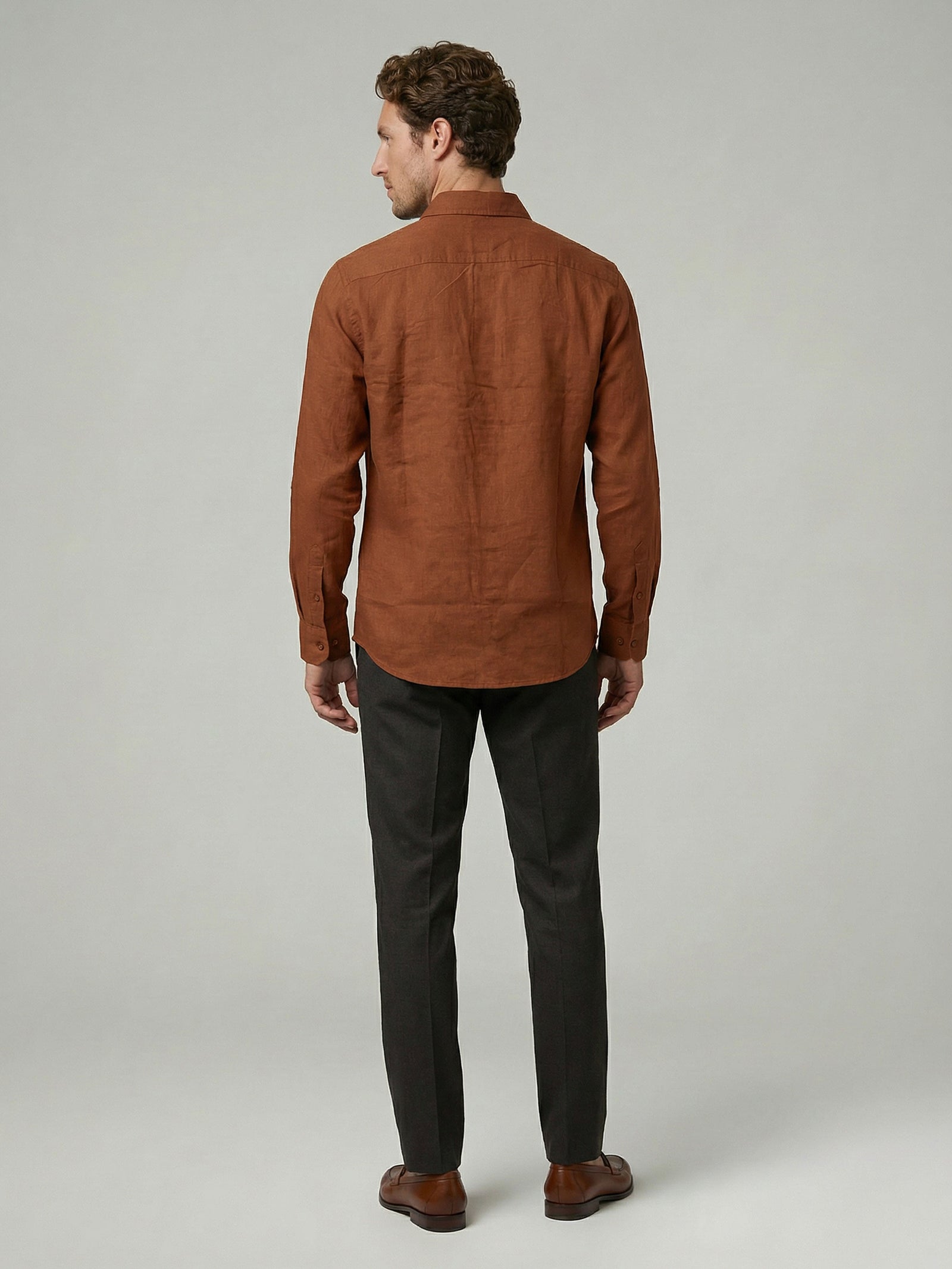 Celio Men Brown Solid Regular Fit Cotton Shirts