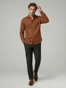 Celio Men Brown Solid Regular Fit Cotton Shirts