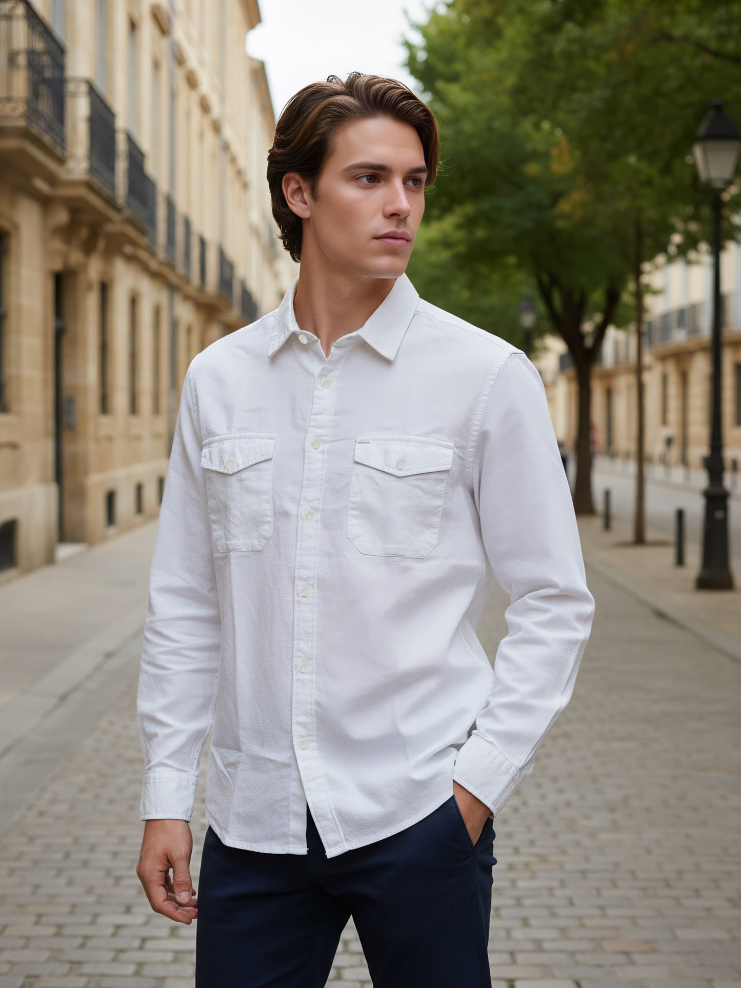 Celio* Men White Solid Regular Fit Cotton Shirts