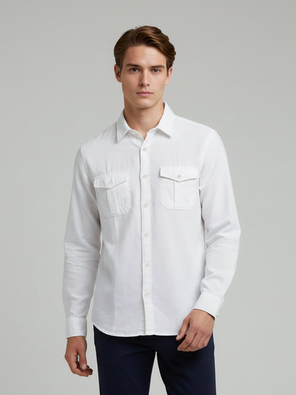 Celio* Men White Solid Regular Fit Cotton Shirts