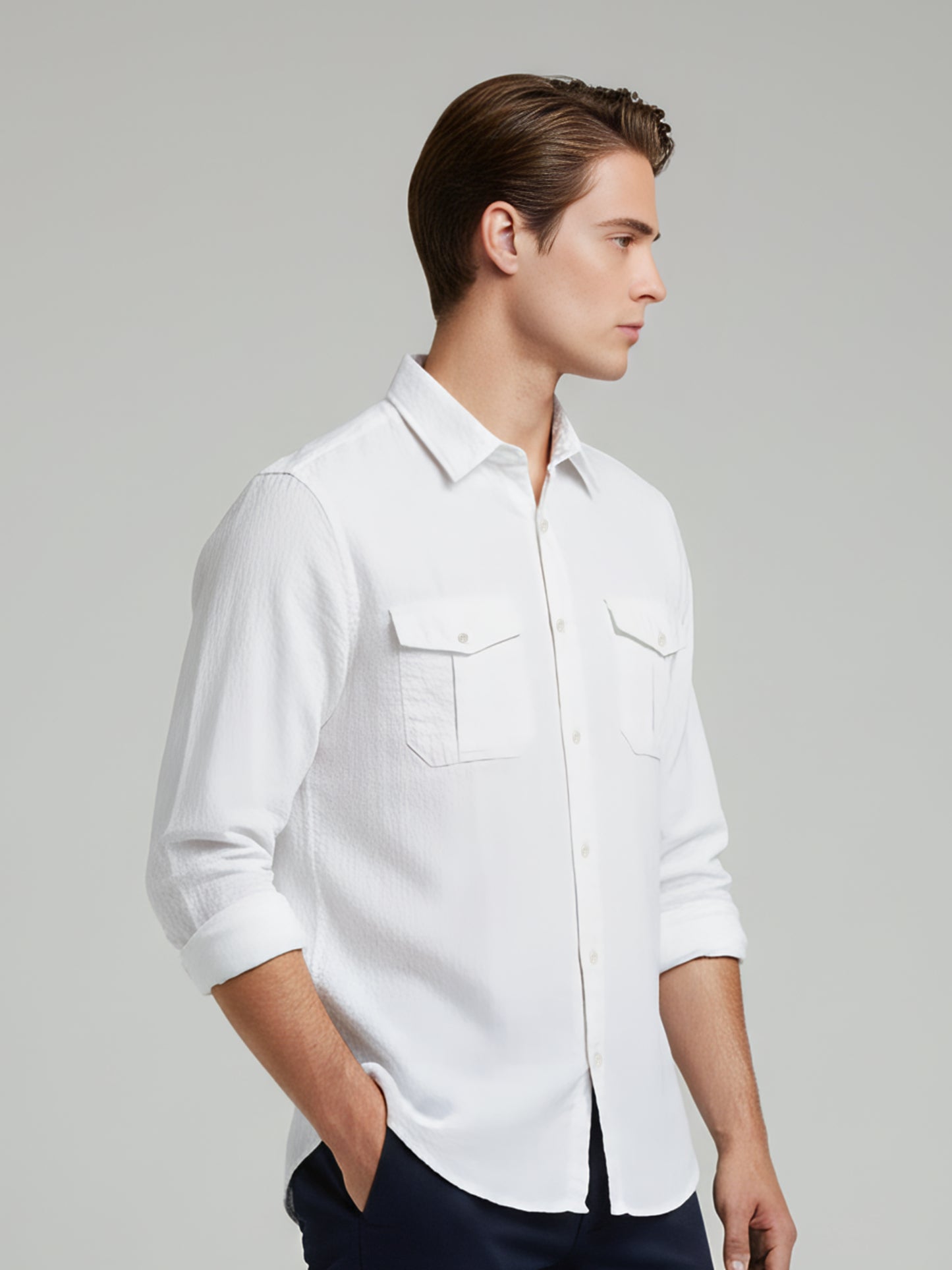 Celio* Men White Solid Regular Fit Cotton Shirts
