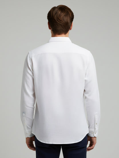 Celio* Men White Solid Regular Fit Cotton Shirts