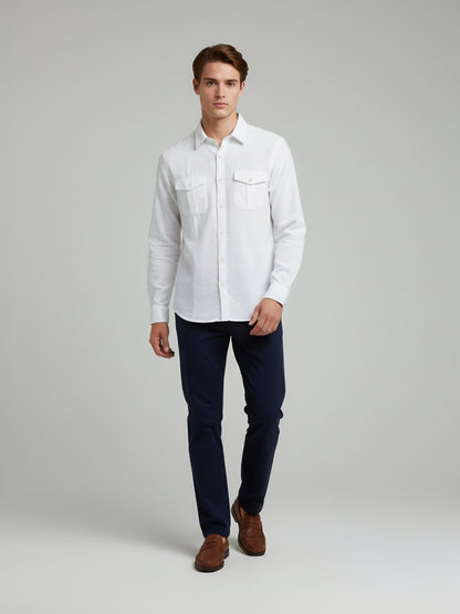 Celio* Men White Solid Regular Fit Cotton Shirts