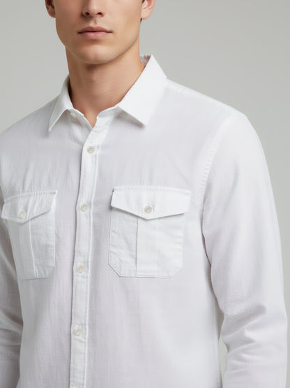 Celio* Men White Solid Regular Fit Cotton Shirts