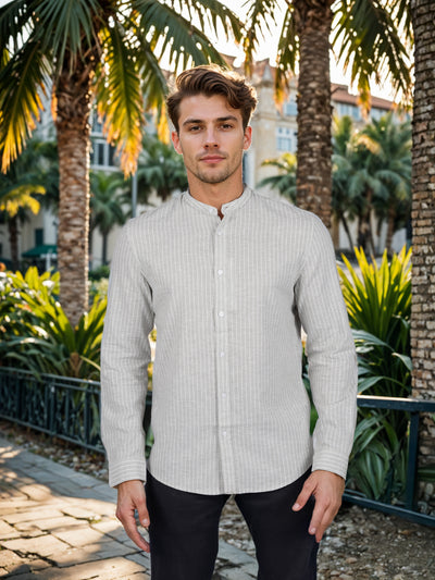 Celio* Striped Regular Fit Cotton-Blend Green Shirt