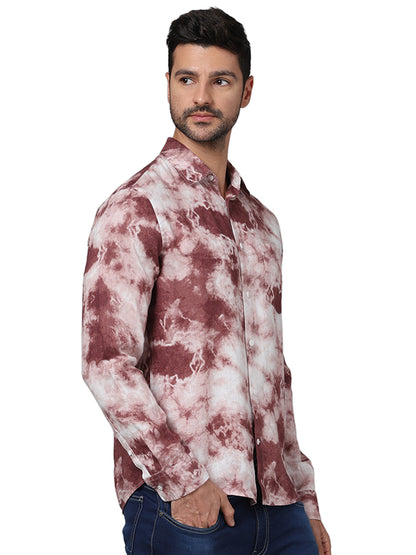 Red Printed Linen Shirt