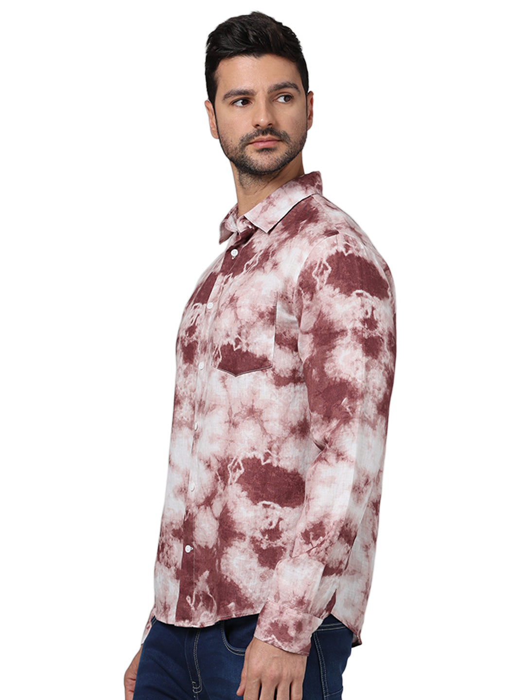 Red Printed Linen Shirt