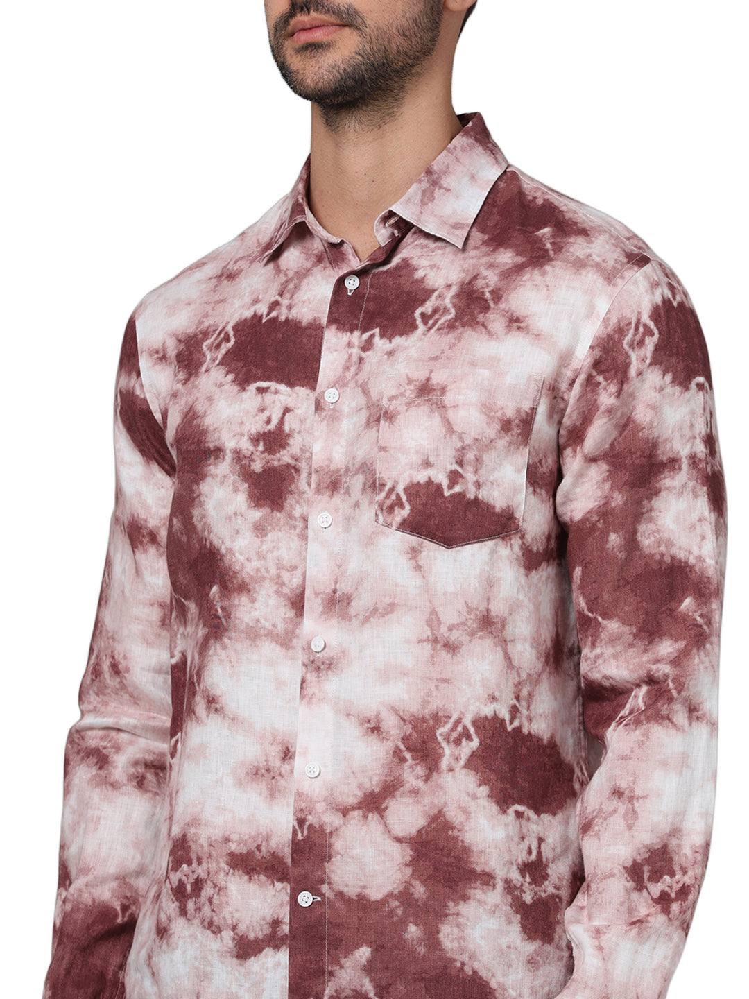 Red Printed Linen Shirt