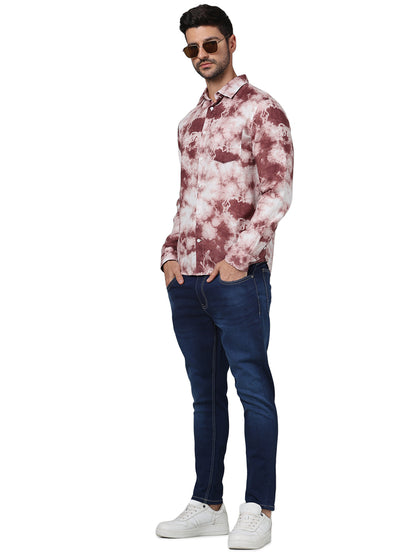 Red Printed Linen Shirt