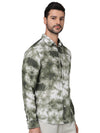 Celio* Printed Regular Fit Linen Green Shirt