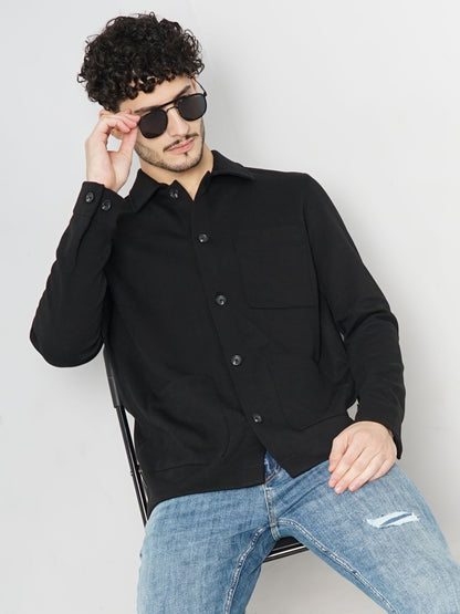 Black Solid Cotton Shirt