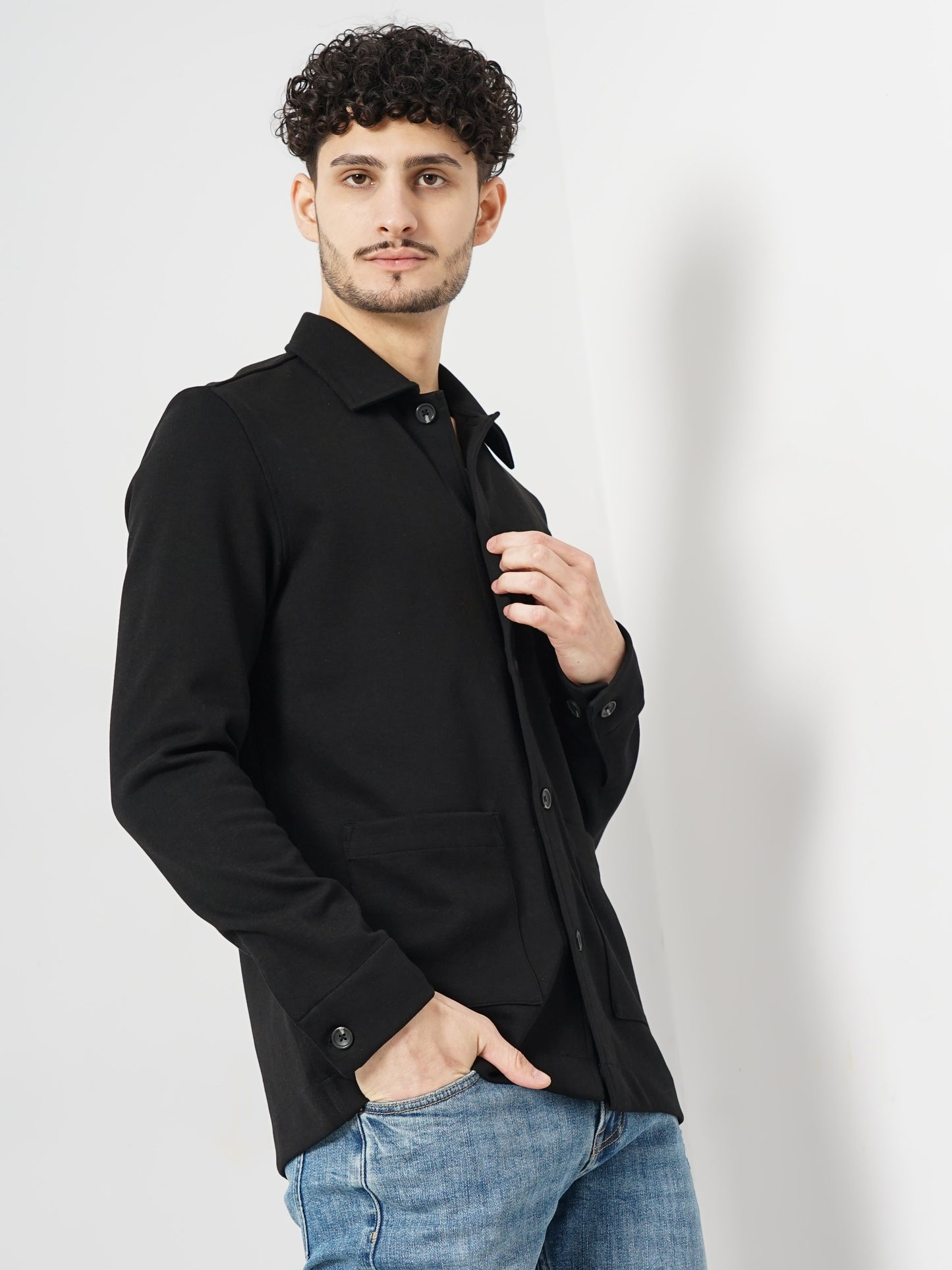 Black Solid Cotton Shirt