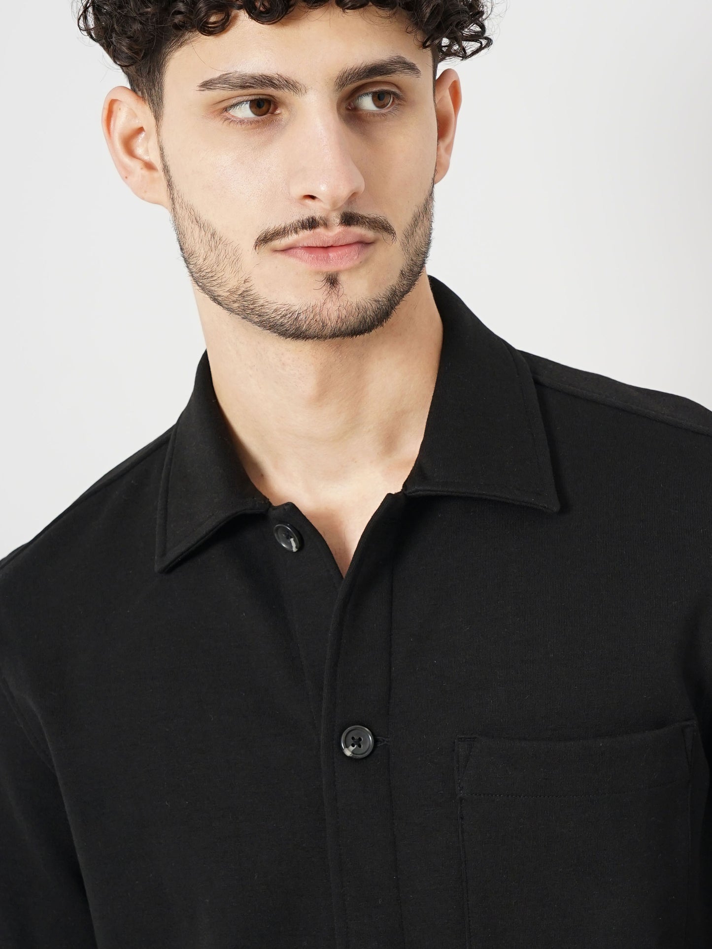 Black Solid Cotton Shirt